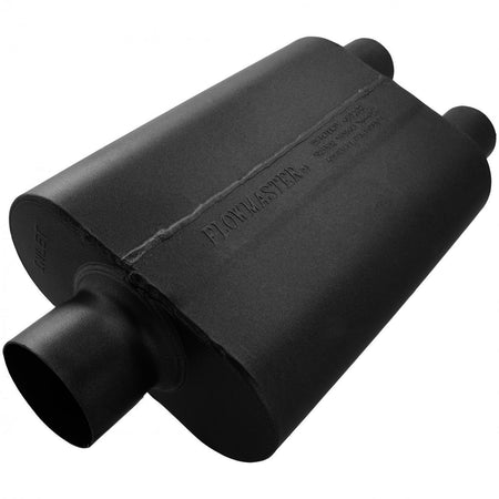 Flowmaster 8430402 - 40 Series Delta Flow Chambered Muffler 40 Delta Flow Stainless Steel 3.00 Center In 2.50 Dual Out Aggressive Sound Flowmaster 2
