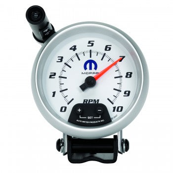AutoMeter 880037 - GAUGE, TACHOMETER, 3 3/4", 10K RPM, PEDESTAL W/ EXT. QUICK-LITE, WHITE, MOPAR 4