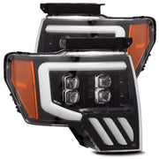 AlphaRex 880190 - LED Projector Headlights Plank Style Design Gloss Black 2