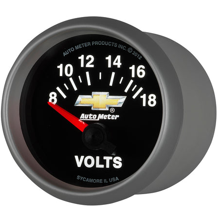 AutoMeter 880444 - GAUGE, VOLTMETER, 2 1/16", 18V, ELECTRIC, CHEVY GOLD BOWTIE 5