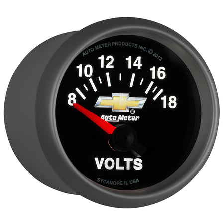 AutoMeter 880444 - GAUGE, VOLTMETER, 2 1/16", 18V, ELECTRIC, CHEVY GOLD BOWTIE 8