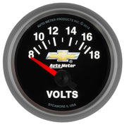 AutoMeter 880444 - GAUGE, VOLTMETER, 2 1/16", 18V, ELECTRIC, CHEVY GOLD BOWTIE 6