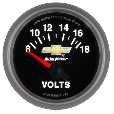 AutoMeter 880444 - GAUGE, VOLTMETER, 2 1/16", 18V, ELECTRIC, CHEVY GOLD BOWTIE 6