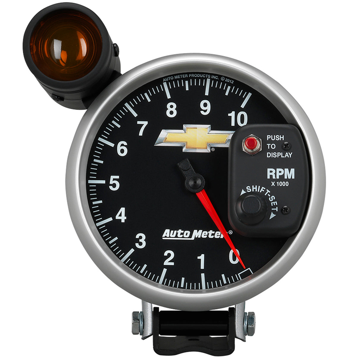 AutoMeter 880445 - GAUGE, TACH, 5", 10K RPM, PEDESTAL W/ EXT. SHIFT-LITE, CHEVY GOLD BOWTIE 3