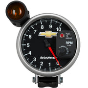 AutoMeter 880445 - GAUGE, TACH, 5", 10K RPM, PEDESTAL W/ EXT. SHIFT-LITE, CHEVY GOLD BOWTIE 3
