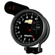 AutoMeter 880445 - GAUGE, TACH, 5", 10K RPM, PEDESTAL W/ EXT. SHIFT-LITE, CHEVY GOLD BOWTIE 5