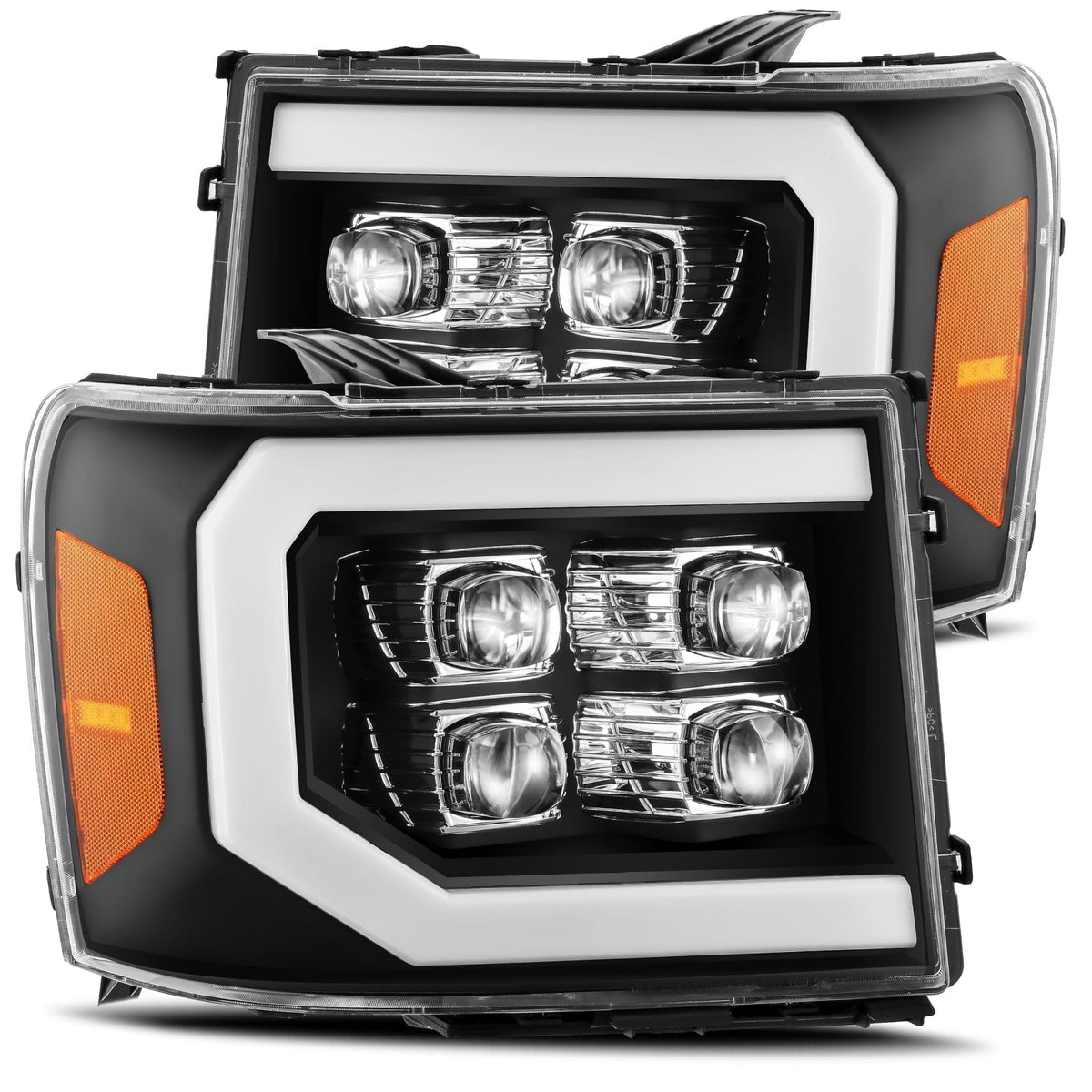 AlphaRex 880609 - LED Projector Headlights Plank Style Design Gloss Black 4