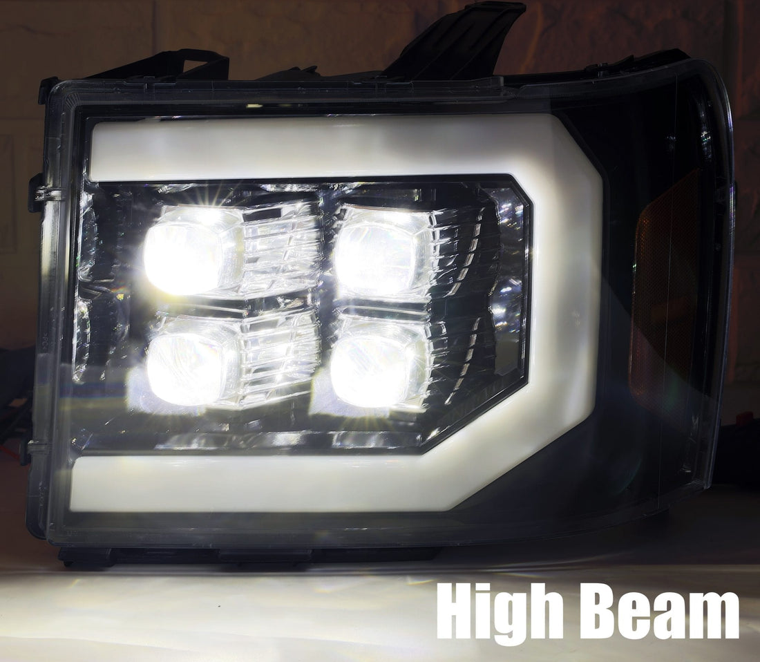 AlphaRex 880609 - LED Projector Headlights Plank Style Design Gloss Black 2