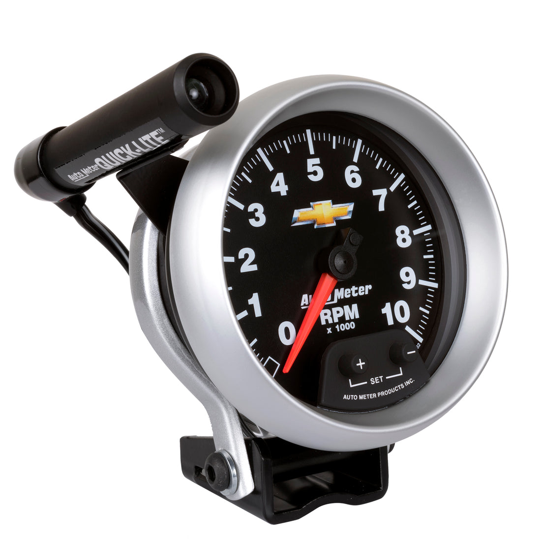 AutoMeter 880662 - GAGE, TACH, 3 3/4", 10K RPM, PED W/ EXT. QUICK-LITE, CHEVY GOLD BOWTIE 4