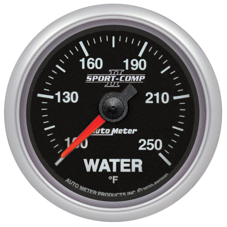 AutoMeter 880890 - GAUGE, WATER TEMP, 2 1/16", 100-250?F, SPN 110, SPORT-COMP II 2