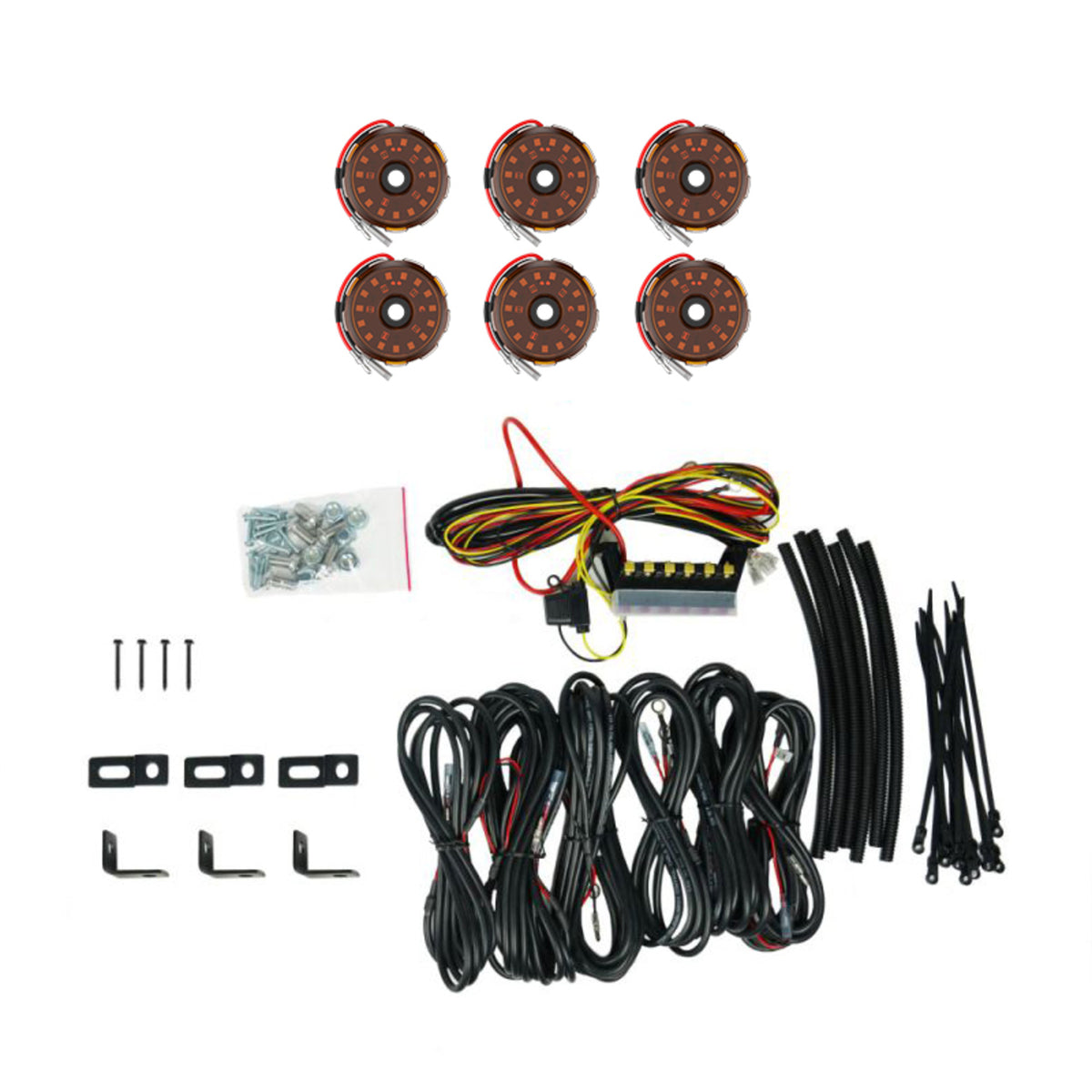 KC HiLiTES 91041 - KC Cyclone V2 LED Rock Light - 6-Light System - Amber - 5W Flood Beam 5
