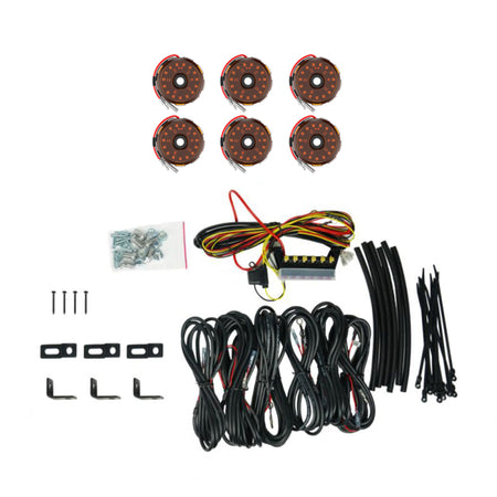 KC HiLiTES 91041 - KC Cyclone V2 LED Rock Light - 6-Light System - Amber - 5W Flood Beam 5
