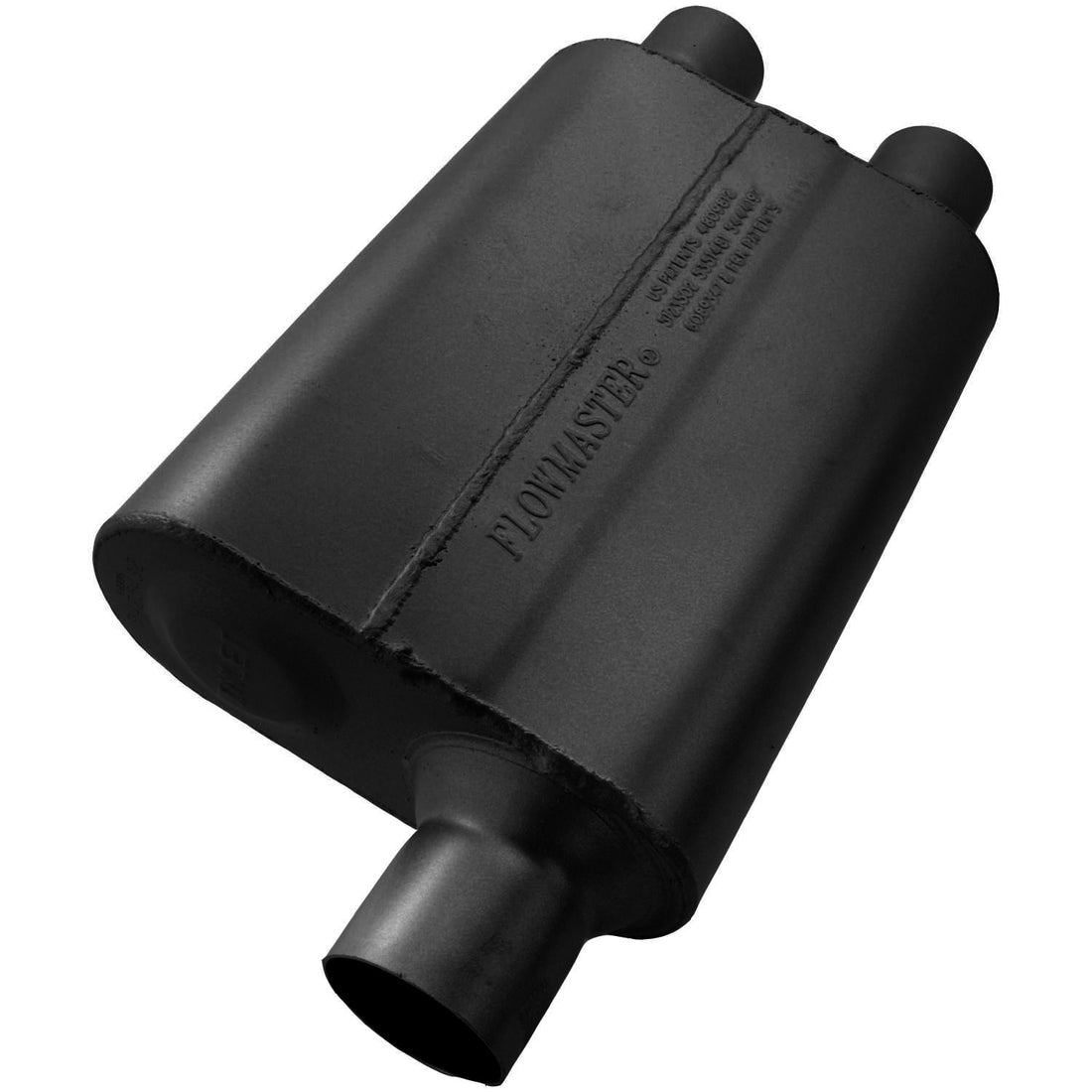 Flowmaster 9425432 - 40 Series Delta Flow Chambered Muffler 40 Delta Flow 2.50 Offset In 2.25 Dual Out Aggressive Sound Flowmaster