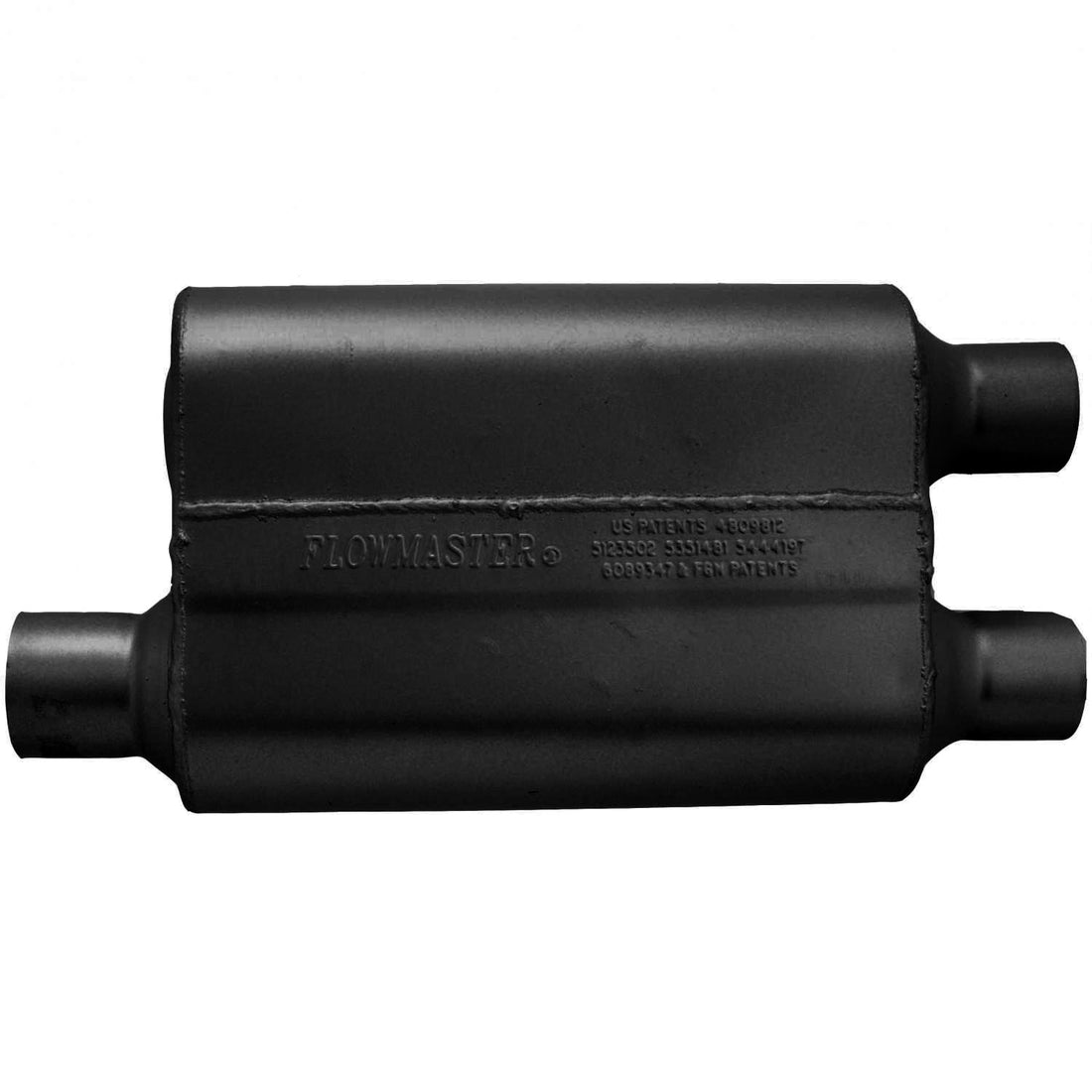 Flowmaster 9425432 - 40 Series Delta Flow Chambered Muffler 40 Delta Flow 2.50 Offset In 2.25 Dual Out Aggressive Sound Flowmaster