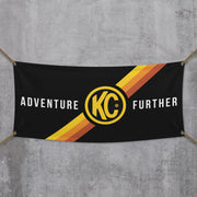 KC HiLiTES 99021 - KC Banner 36x72 Adventure Further Logo Black Yellow 2