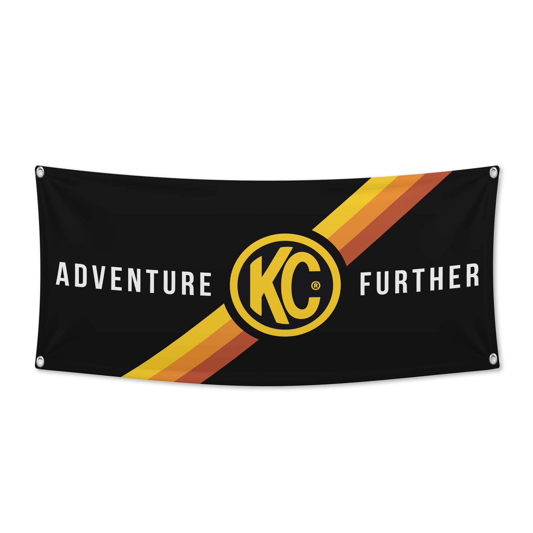 KC HiLiTES 99021 - KC Banner 36x72 Adventure Further Logo Black Yellow 3