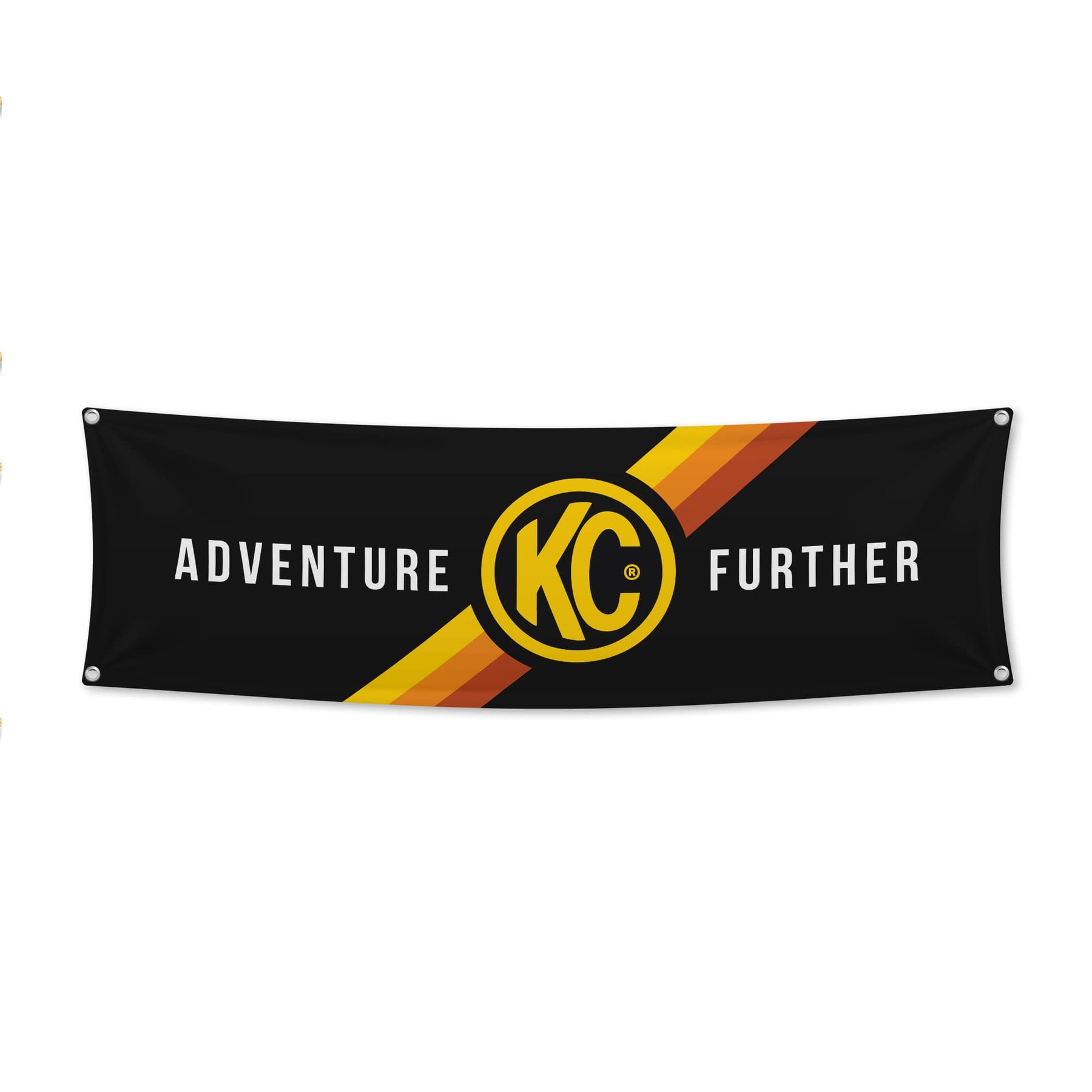KC HiLiTES Accessories and Fluids KC HiLiTES 9902 - KC Banner 18X60 Adventure Further Logo Black Yellow