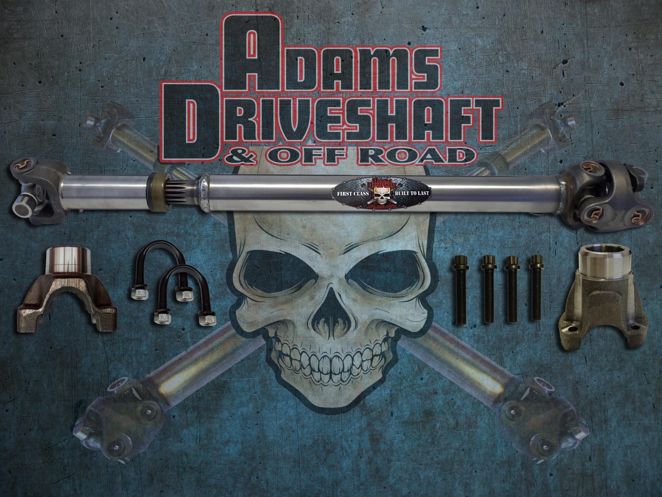 Adams Driveshaft Driveline and Axles Adams Driveshaft JK-1310F-S2Y - JK Front 1310 CV Driveshaft Solid U-Joints With Pinion Yoke Extreme Duty Series