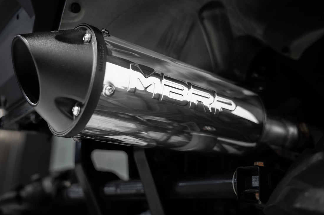 MBRP AT-9502PT - 2001-Up Polaris Sportsman 5 Inch Single Slip-on Muffler with Billet Tip Performance Series MBRP