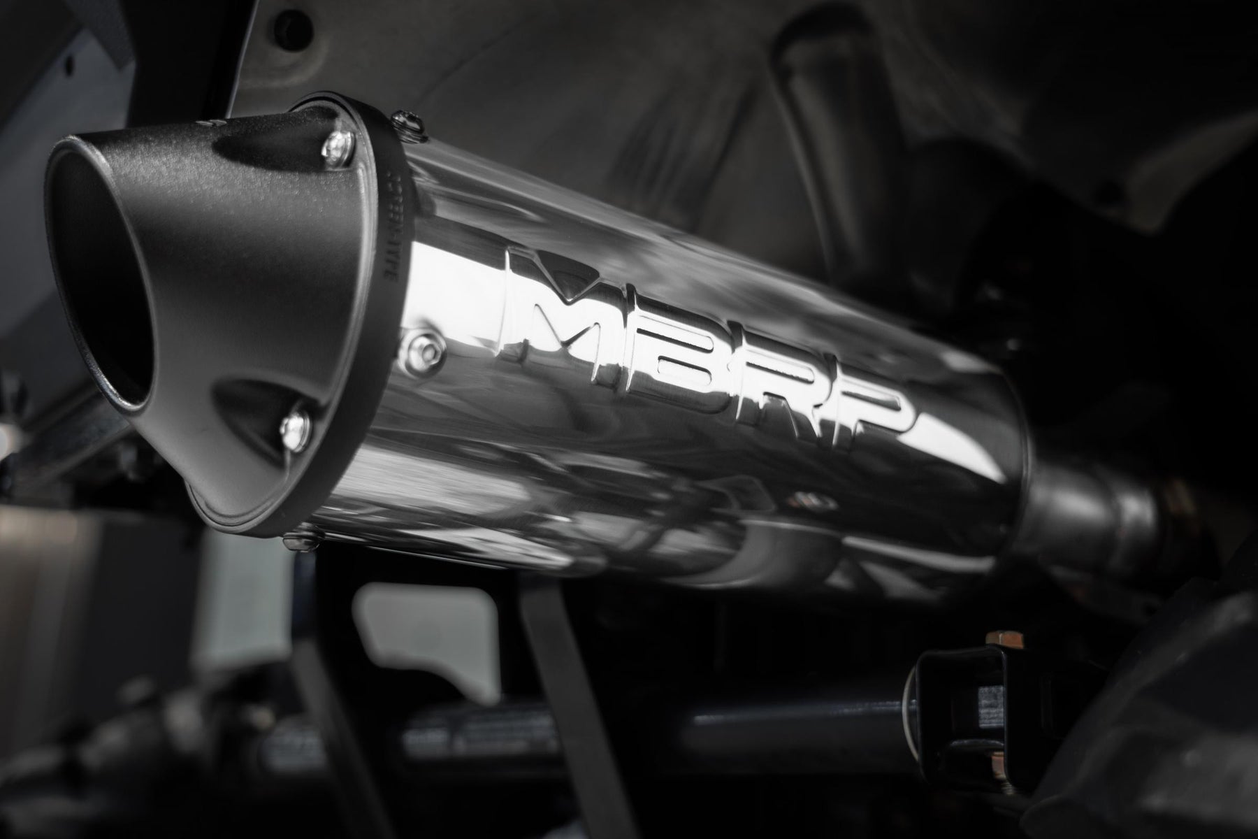 MBRP AT-9502PT - 2001-Up Polaris Sportsman 5 Inch Single Slip-on Muffler with Billet Tip Performance Series MBRP