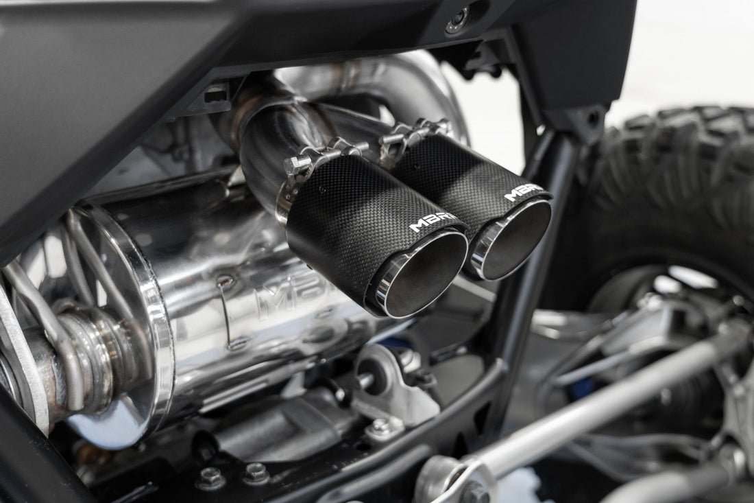 MBRP AT-9533PT - 2022-Up Polaris RZR PRO R T304 Single Slip-on Dual Outlet Performance Series Exhaust with Carbon Fiber Tips MBRP