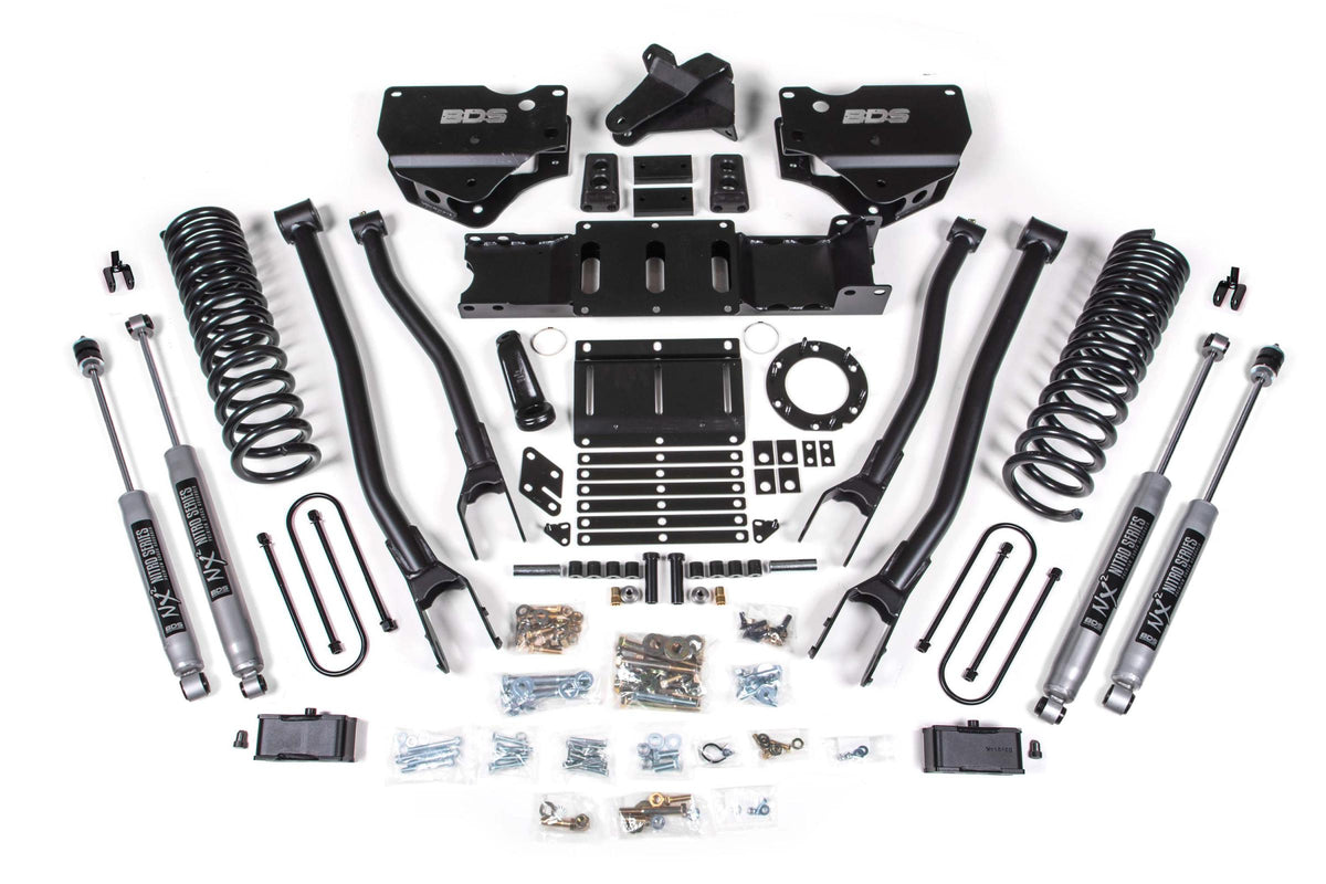 BDS Suspension BDS1666H - 4 Inch Lift Kit w/ 4-Link Ram 3500 19-24 4WD Diesel Without Factory Rear Overload Leaf 6 Bolt NX2 Nitro Shocks