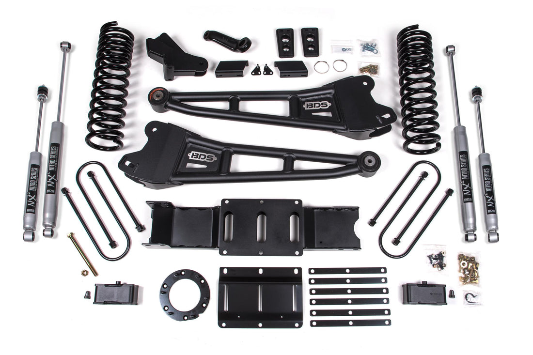 BDS Suspension BDS1700FS - 4 Inch Lift Kit w/ Radius Arm Ram 3500 19-24 4WD Gas Without Factory Rear Overload Leaf Fox 2.0 Performance Shocks