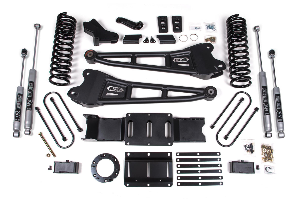 BDS Suspension BDS1700FS - 4 Inch Lift Kit w/ Radius Arm Ram 3500 19-24 4WD Gas Without Factory Rear Overload Leaf Fox 2.0 Performance Shocks
