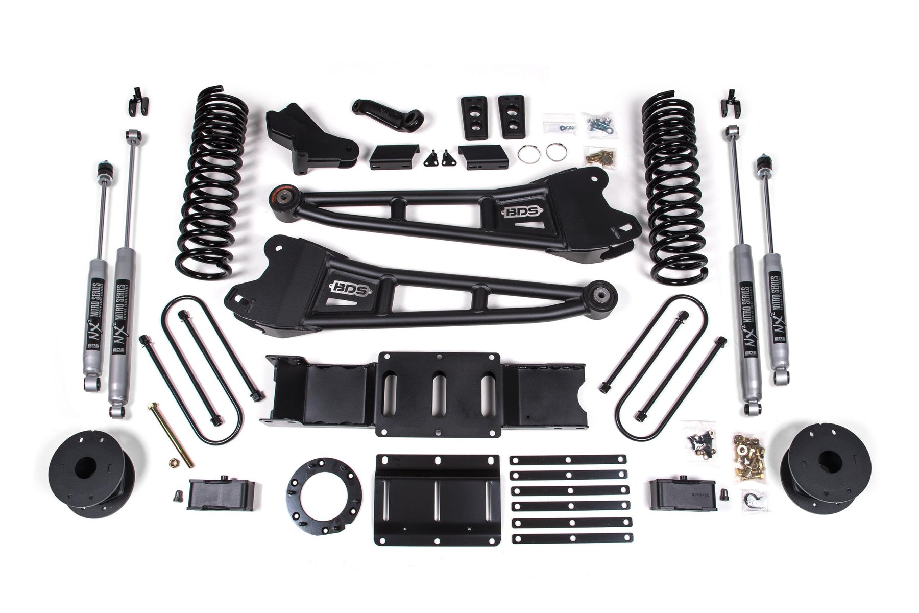 BDS Suspension BDS1718FS - 4 Inch Lift Kit w/ Radius Arm Ram 3500 w/ Rear Air Ride 19-24 4WD Diesel 6 Bolt Fox 2.0 Performance Shocks 1