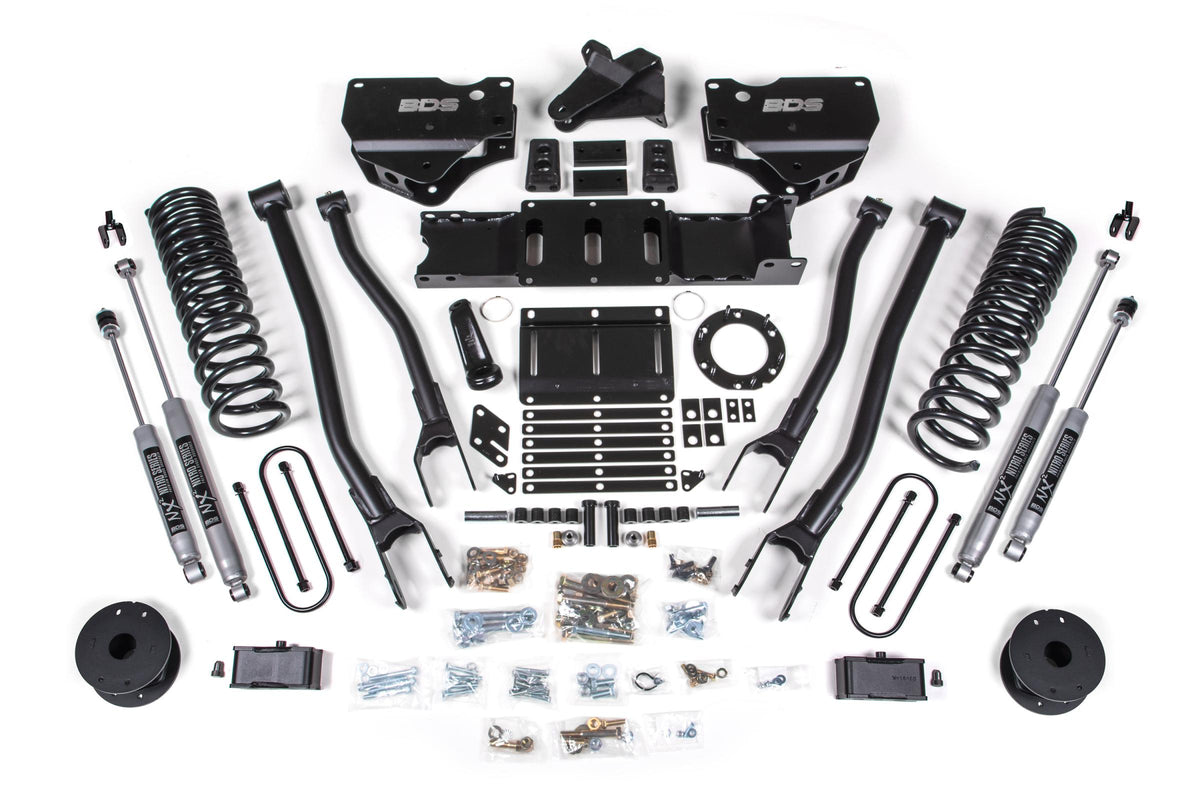 BDS Suspension BDS1723FS - 4 Inch Lift Kit w/ 4-Link Ram 3500 w/ Rear Air Ride 19-24 4WD Gas Fox 2.0 Performance Shocks 1