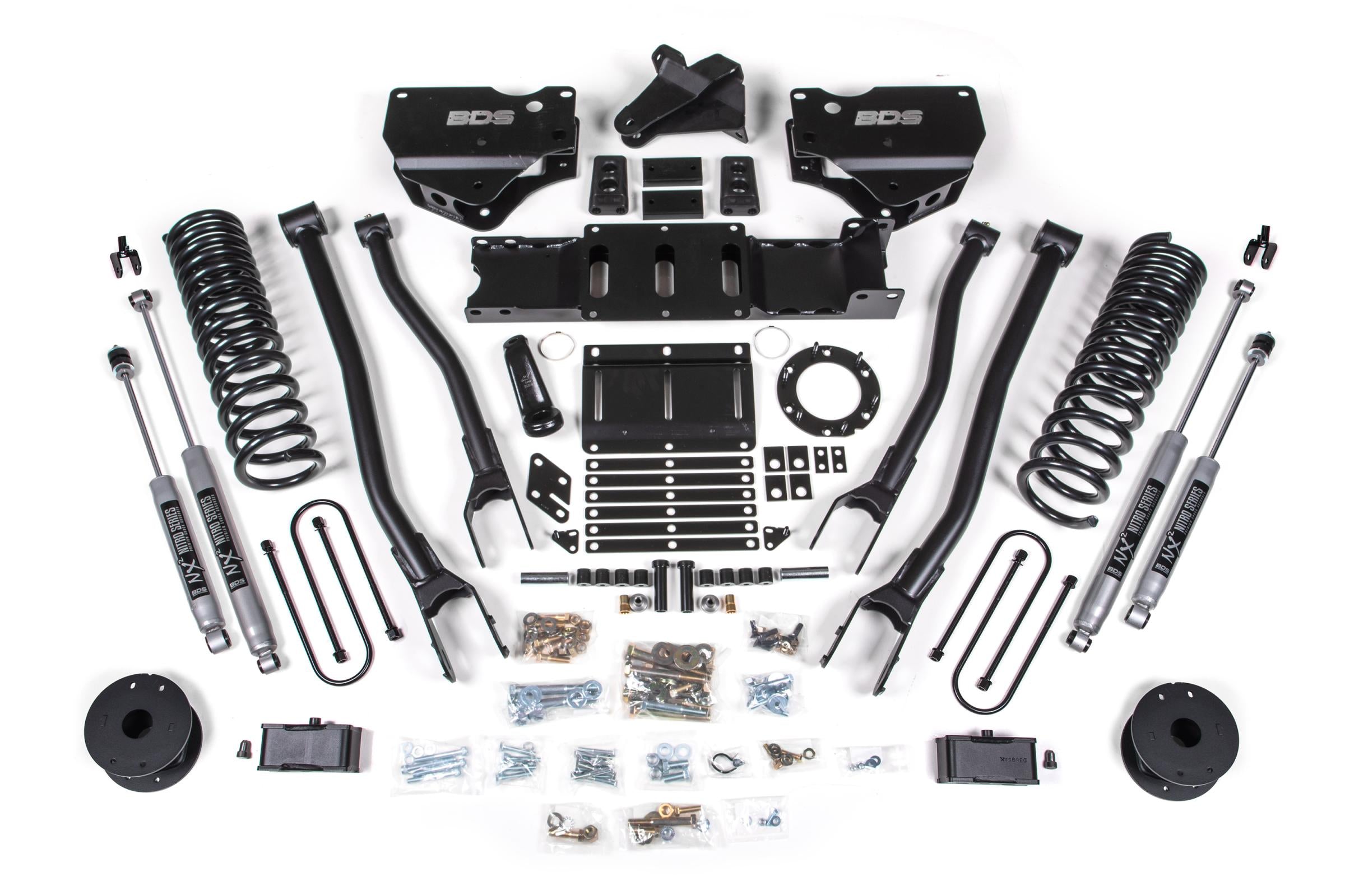BDS Suspension BDS1723H - 4 Inch Lift Kit w/ 4-Link Ram 3500 w/ Rear Air Ride 19-24 4WD Gas NX2 Nitro Shocks 1