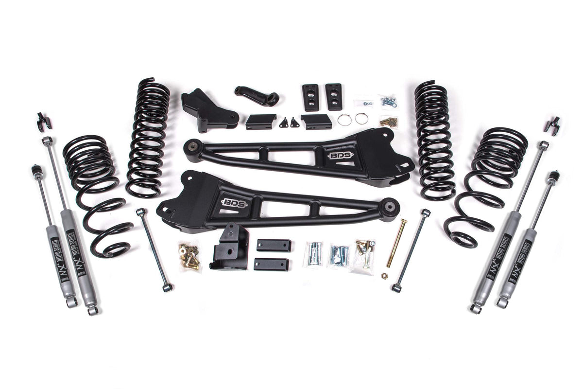 BDS Suspension BDS1763FS - 4 Inch Lift Kit w/ Radius Arm Ram 2500 14-18 4WD Gas Fox 2.0 Performance Shocks