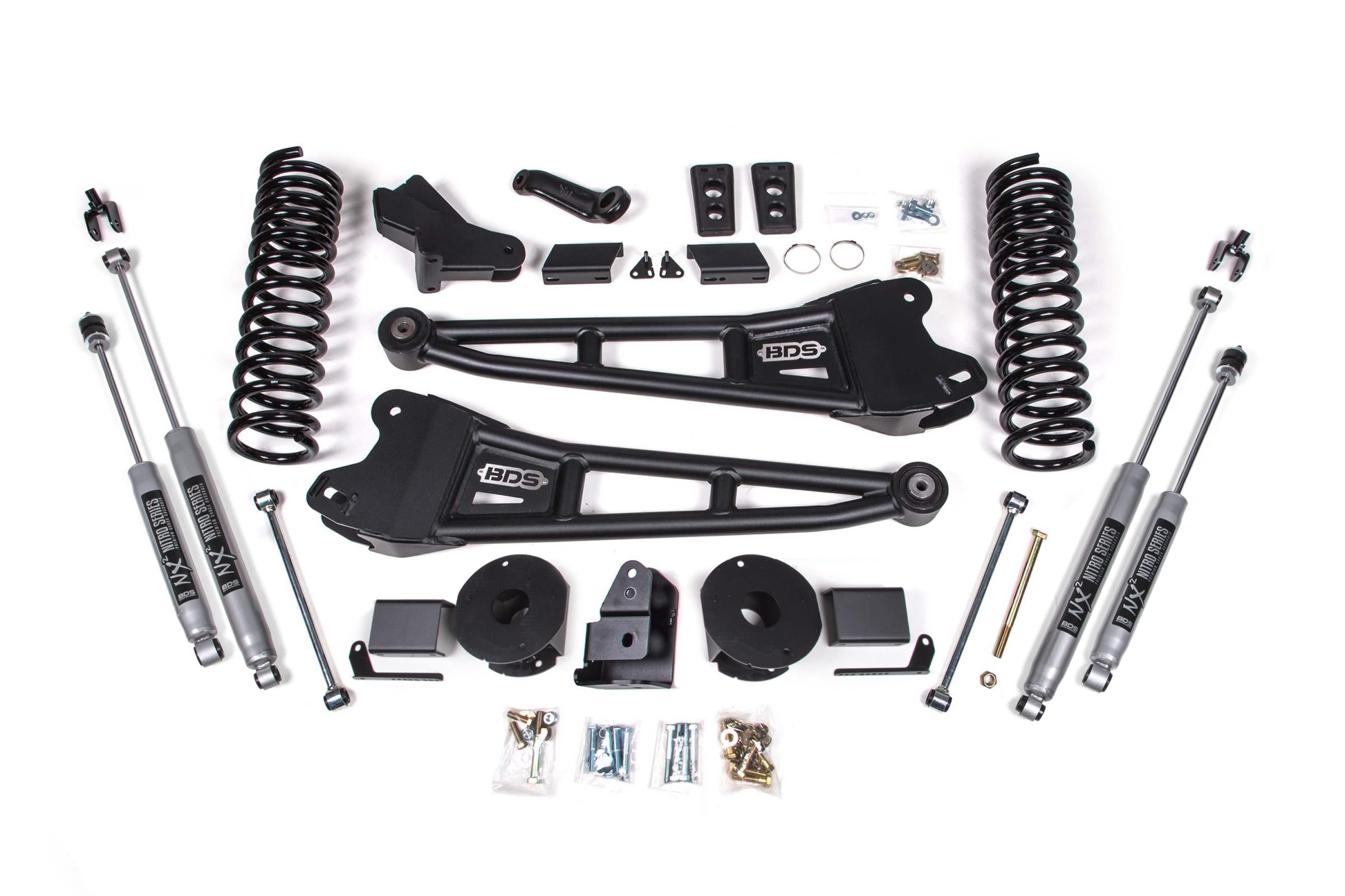 BDS Suspension BDS1774H - 4 Inch Lift Kit w/ Radius Arm Ram 2500 w/ Rear Air Ride 14-18 4WD Gas NX2 Nitro Shocks 1