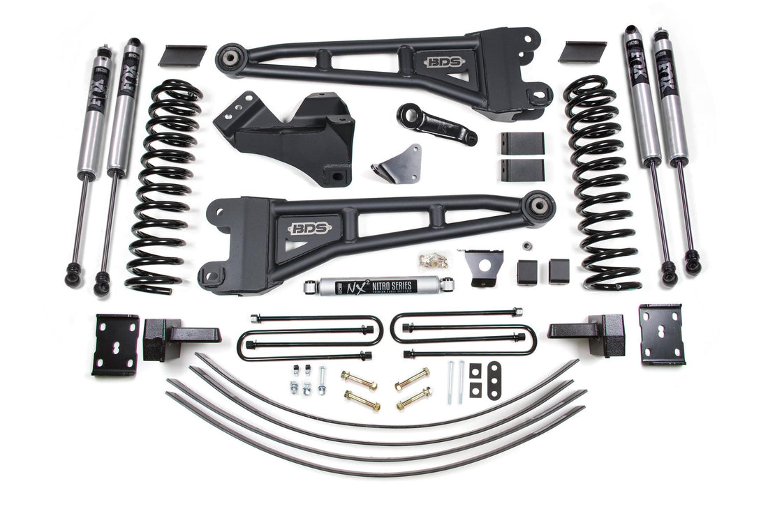 BDS Suspension BDS1946FS - 6 Inch Lift Kit w/ Radius Arm Ford F250/F350 Super Duty 05-07 4WD Diesel 4 Inch Block Kit Add A leaf With Overload Fox 2.0 Performance Shocks