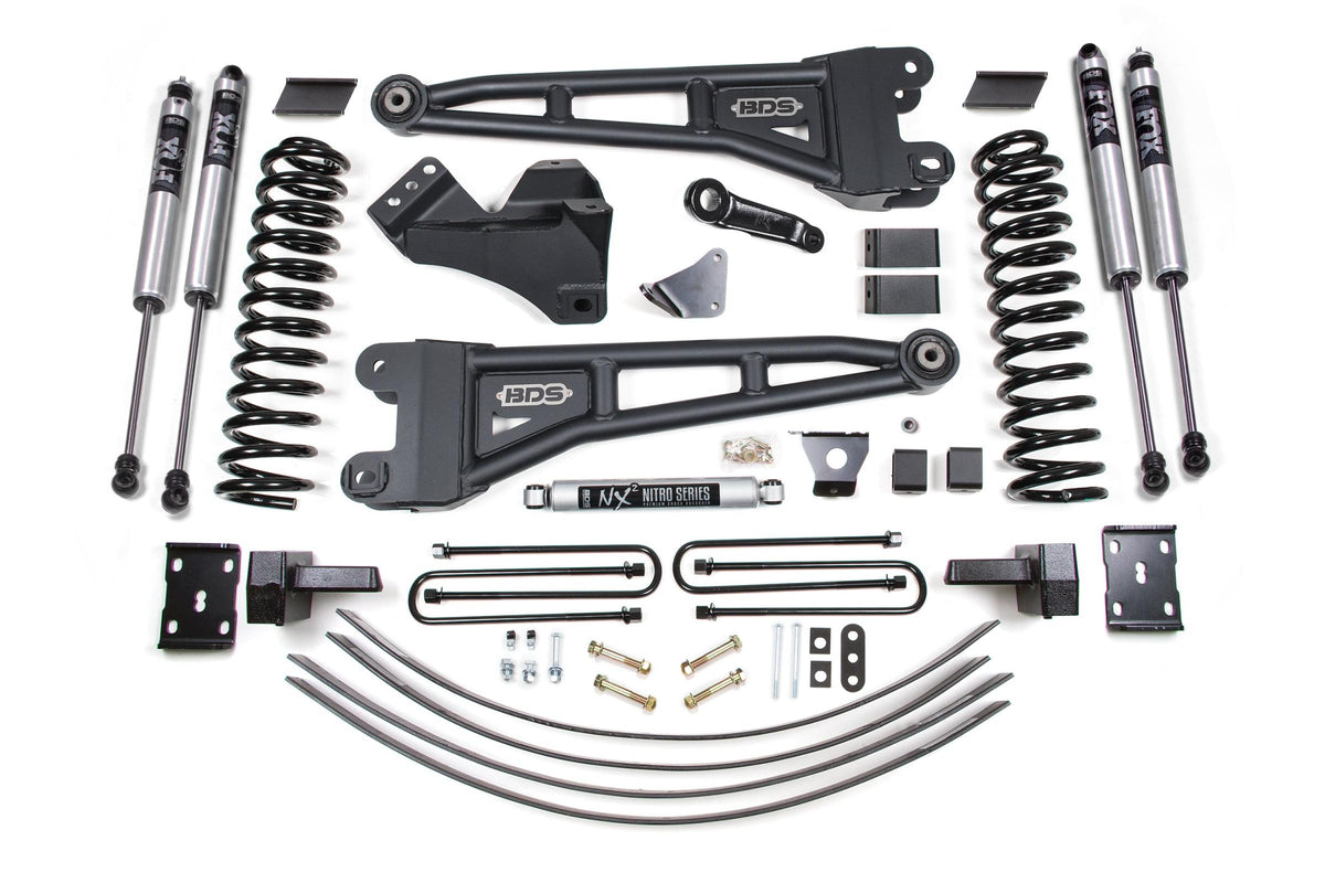 BDS Suspension BDS1946FS - 6 Inch Lift Kit w/ Radius Arm Ford F250/F350 Super Duty 05-07 4WD Diesel 4 Inch Block Kit Add A leaf With Overload Fox 2.0 Performance Shocks