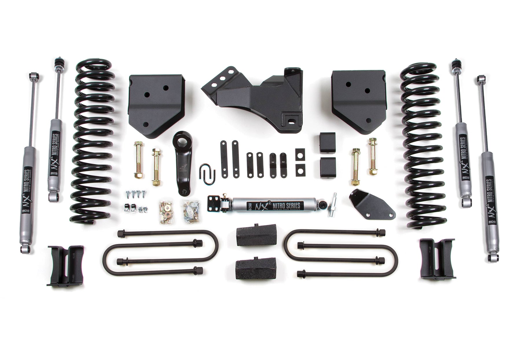 BDS Suspension NA BDS Suspension 328H - 4 Inch Lift Kit Ford F250/F350 Super Duty 05-07 4WD Gas Block Kit with Factory Overload NX2 Nitro