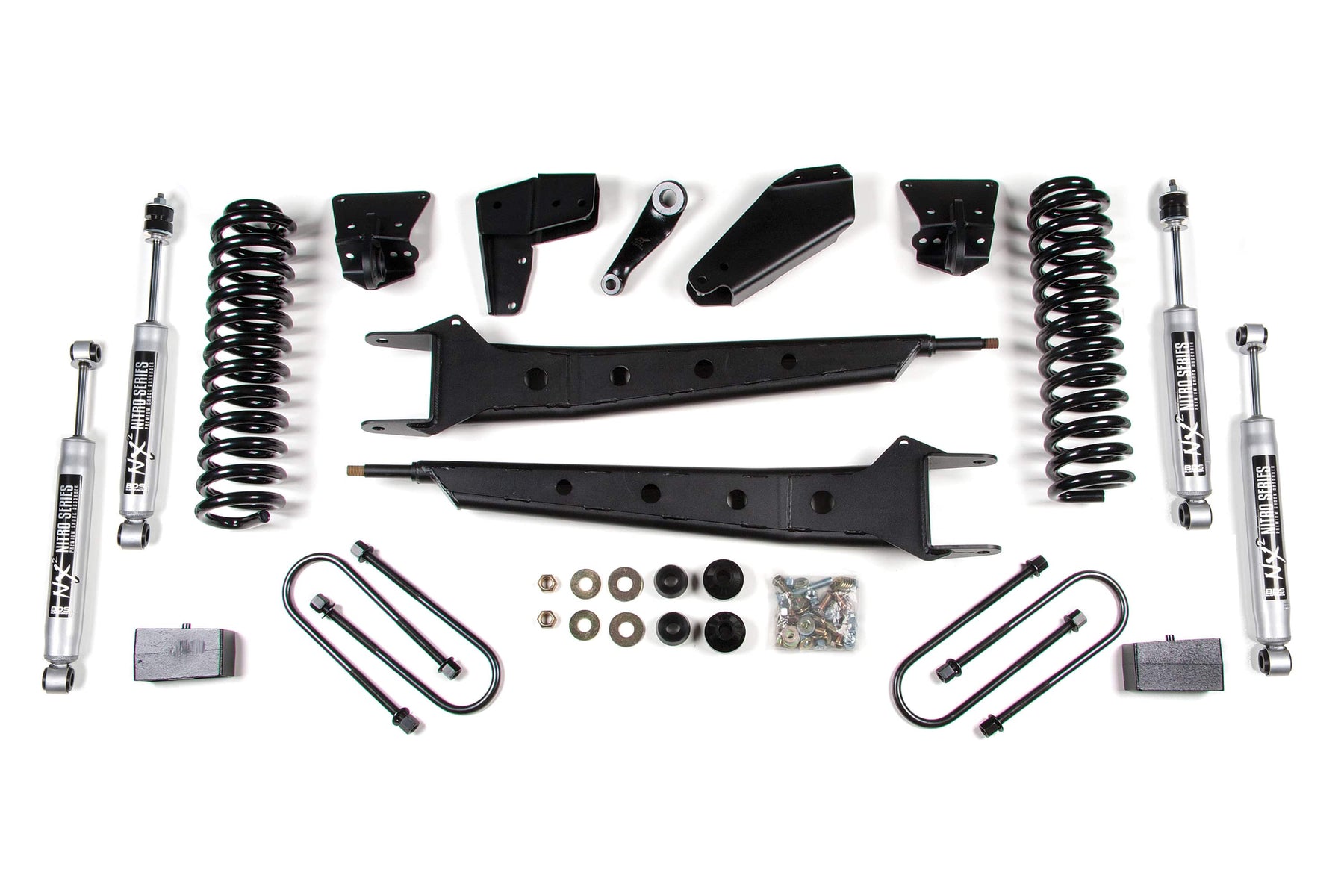 BDS Suspension NA BDS Suspension 363H - 4 Inch Lift Kit w/ Radius Arm Ford F150/Bronco 80-96 4WD Block Kit and Add A Leaf NX2 Nitro