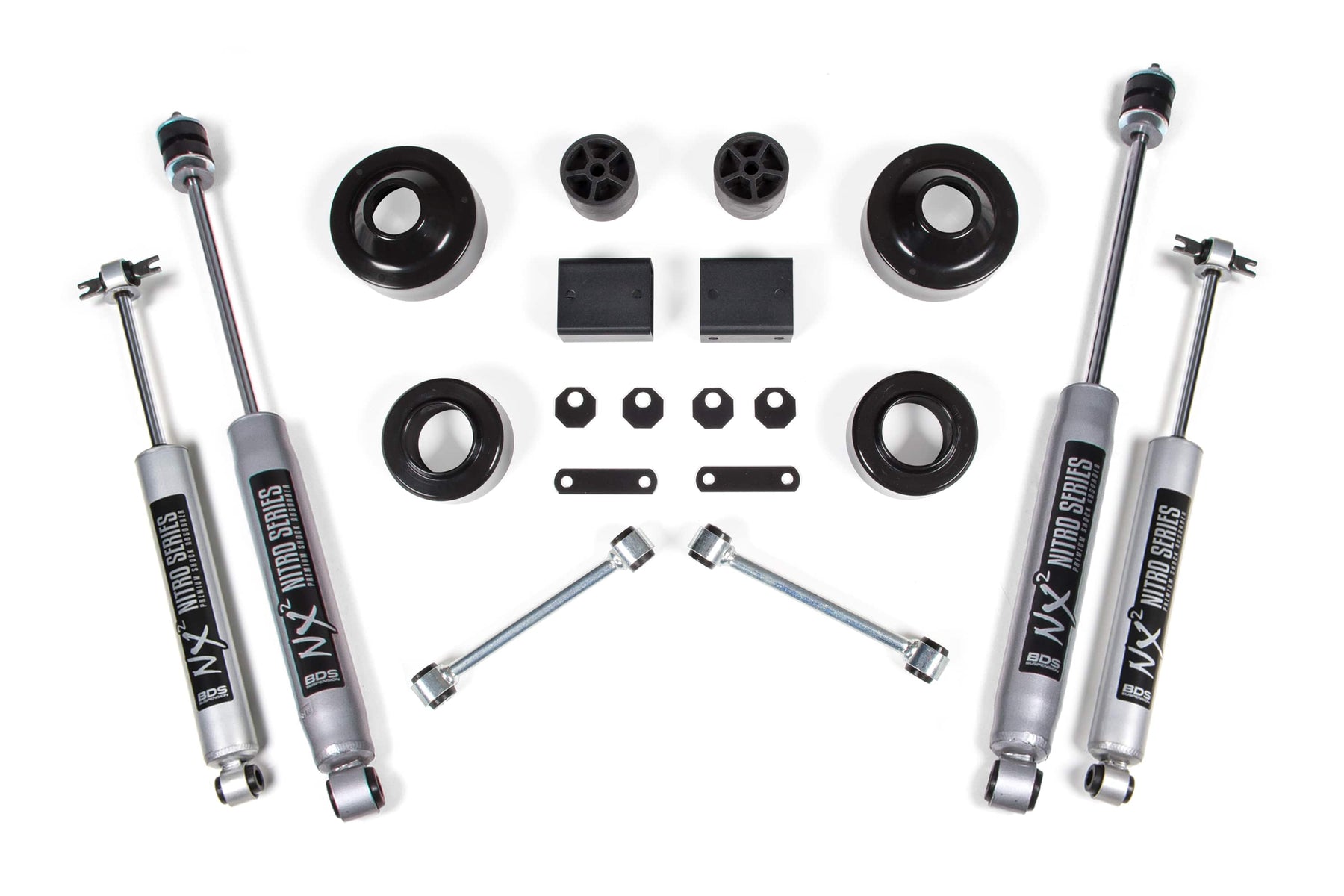BDS Suspension NA BDS Suspension 1401H - 2 Inch Lift Kit Coil Spacer Jeep Wrangler JK 07-11 2-Door NX2 Nitro Shocks