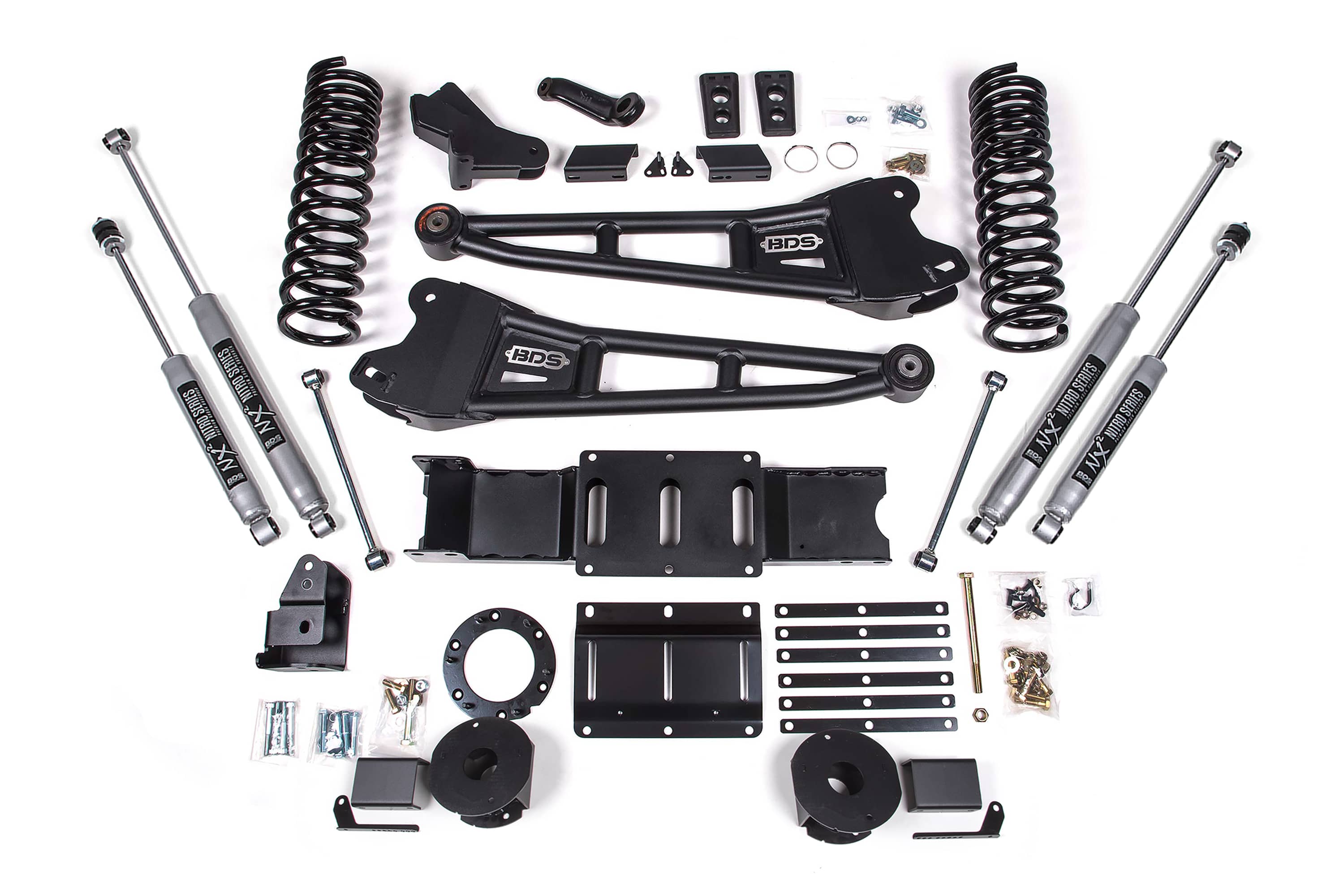 BDS Suspension NA BDS Suspension 716H - 4 Inch Lift Kit Silverado/Sierra 1500 14-18 4WD Leaf Springs Aluminum / Stamped Steel Control Arms NX2 Nitro