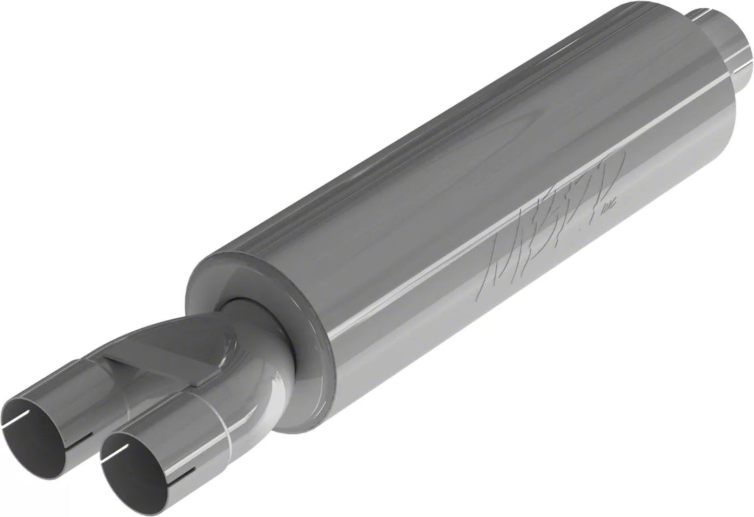 MBRP GP192107 - 3 Inch Exhaust Pipe ID Inlet/Dual 2.5 Inch ID Outlet 30.5 Inch Chambered Muffler T409 Stainless Steel MBRP