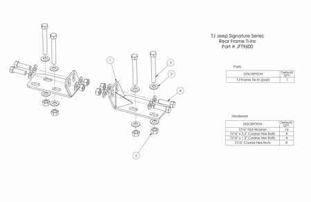 LoD Offroad JFT9601 - TJ/LJ Rear Frame Tie-in Bracket 2