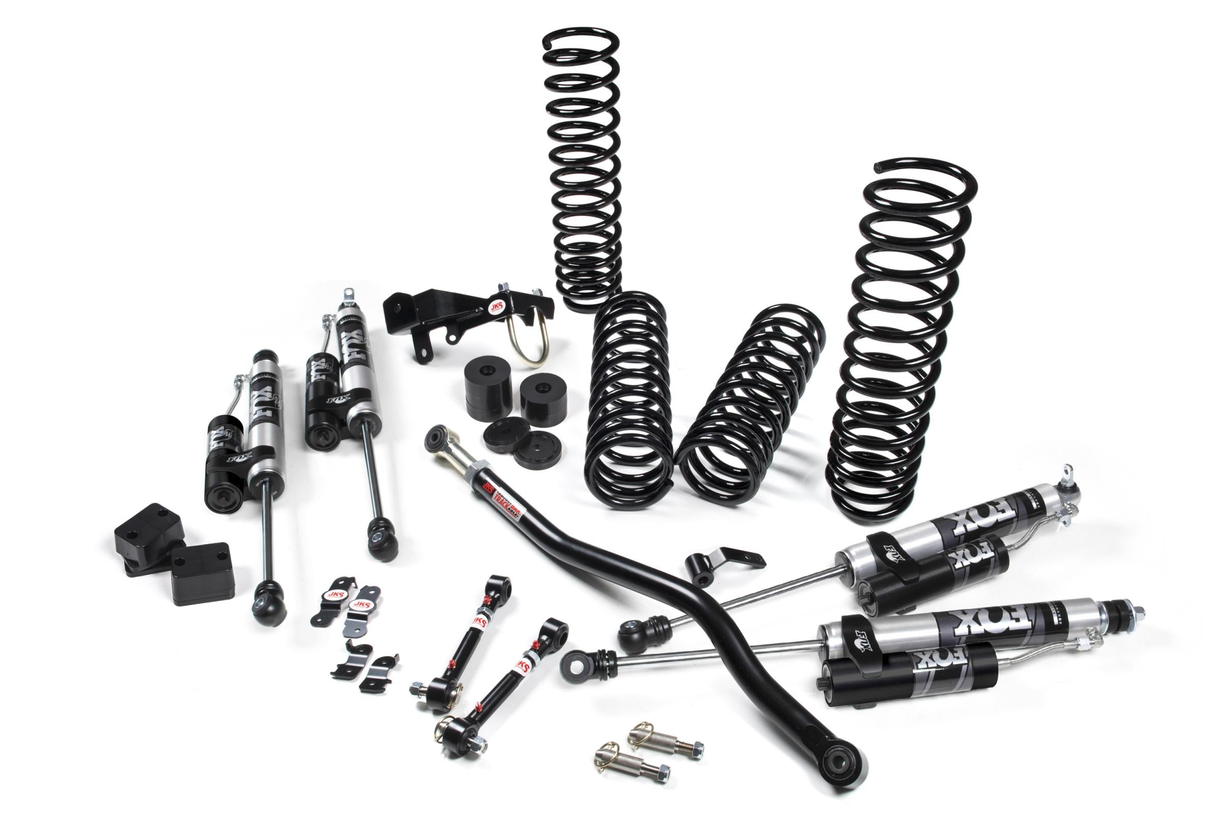 JKS Manufacturing JSPEC100KFR - 2007-2018 Jeep Wrangler JK 4 Door 3.5 Inch JSpec Lift Kit With Fox Remote Reservoir JSPEC