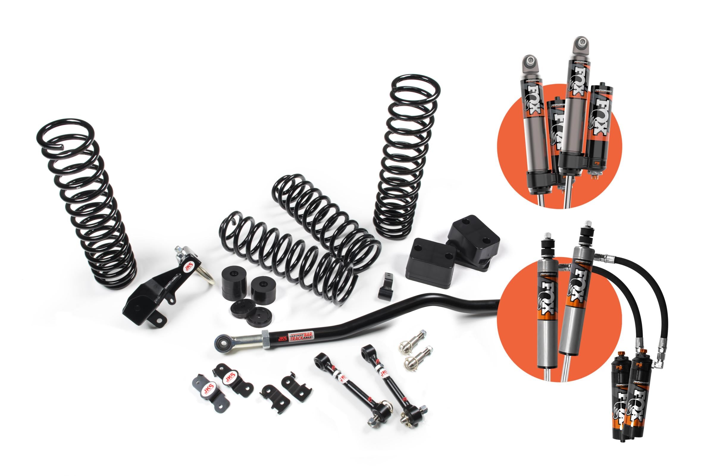 JKS Manufacturing JSPEC103PES - 2007-2018 Jeep Wrangler JK J-Venture Suspension 2 Door 2.5 Inch Lift Kit w/ Fox 2.5 Performance Elite Series R/R DSC Shocks 4WD JSPEC