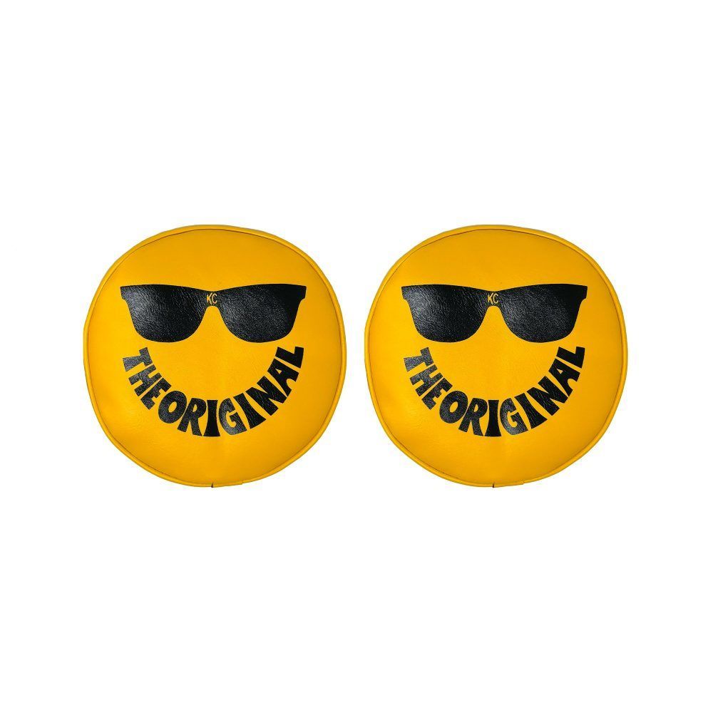 KC HiLiTES 5805 - Cover - Retro 8" Vinyl Yellow w/ "THE ORIGINAL" Smiley Sunglasses (pr)