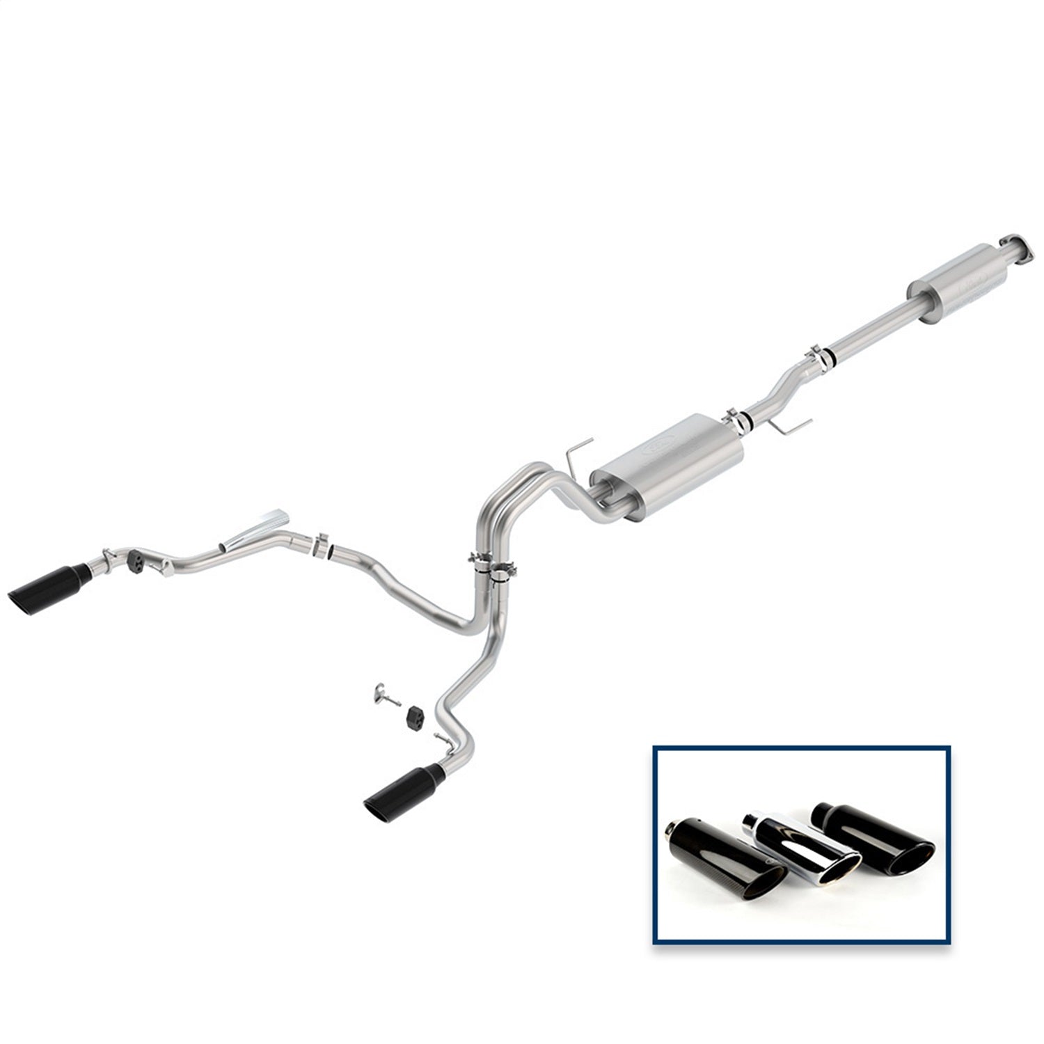 Ford Performance Parts M-5200-F1550DTBA - 2015-2020 F-150 Tour Exhaust System- Rear Exit-Black Tip 1