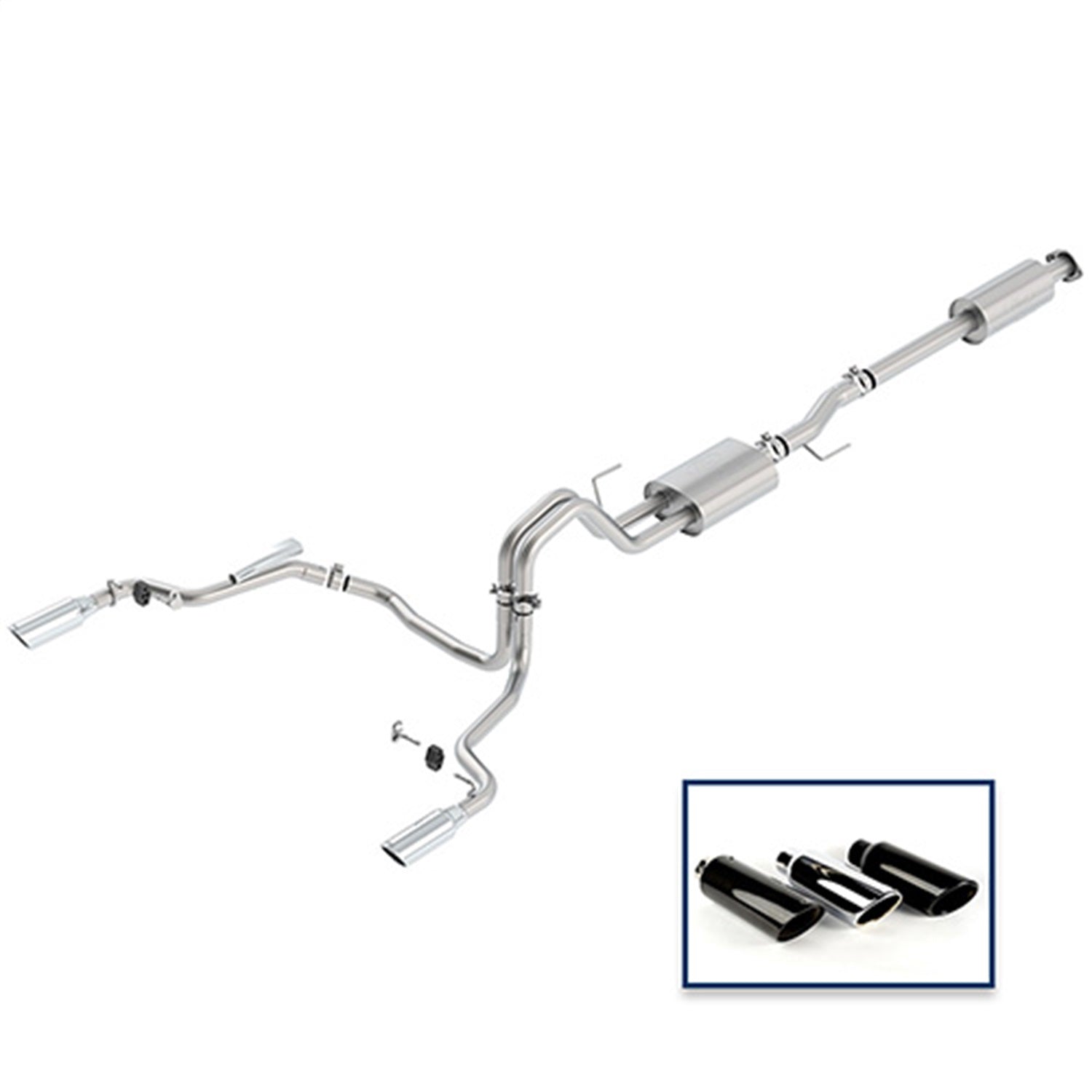 Ford Performance Parts M-5200-F1550DSCA - 2015-2020 F-150 2.7L, 3.5L & 5.0L Sport Exhaust System-Rear Exit, Chrome Tips 2