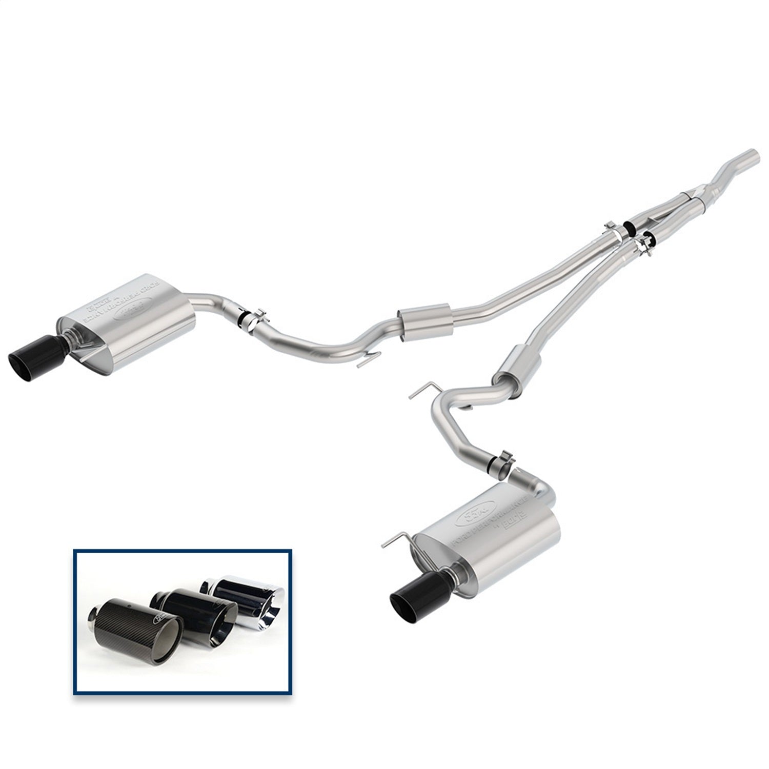 Ford Performance Parts M-5200-M4SBA - 2015-2023 Mustang 2.3L Sport Exhaust System With Black Chrome Tips 1