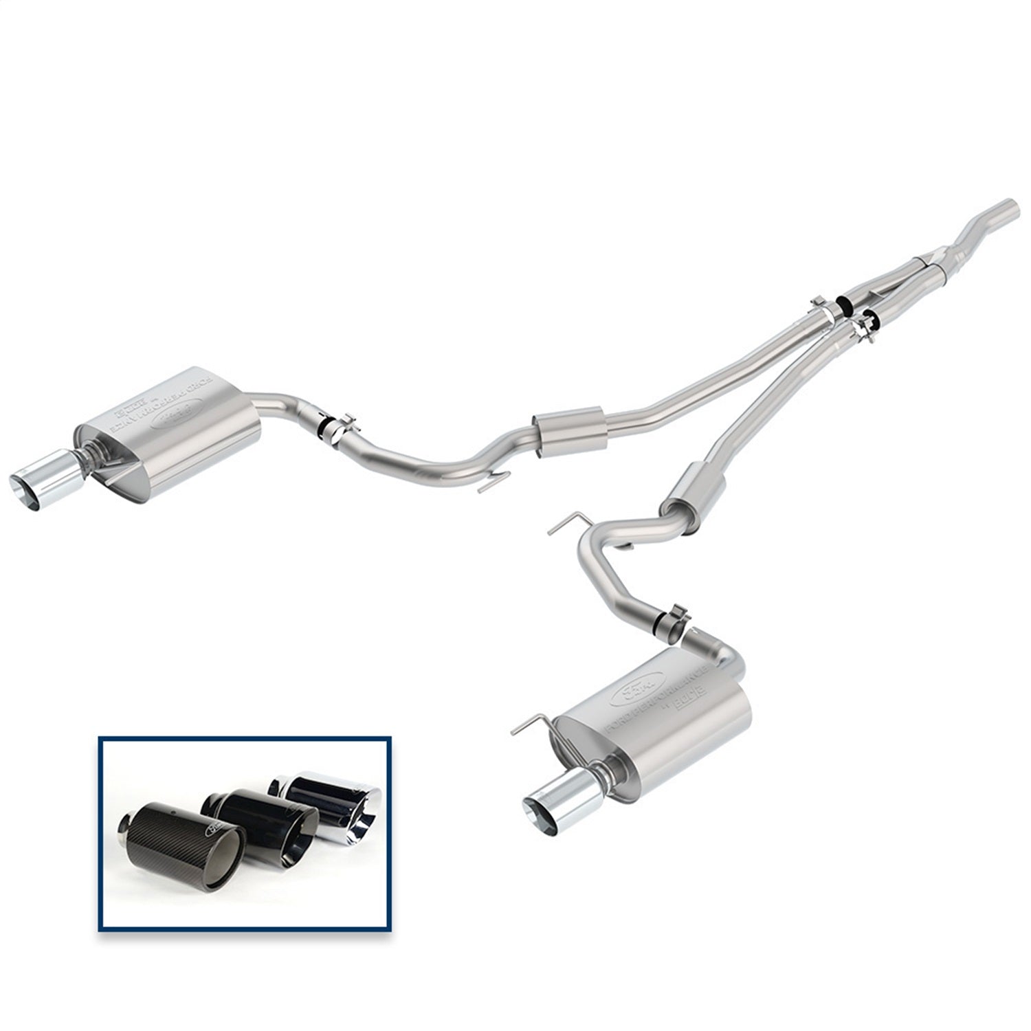 Ford Performance Parts M-5200-M4SCA - 2015-2023 Mustang 2.3L EcoBoost Cat-Back Sport Exhaust System With Chrome Tips 1