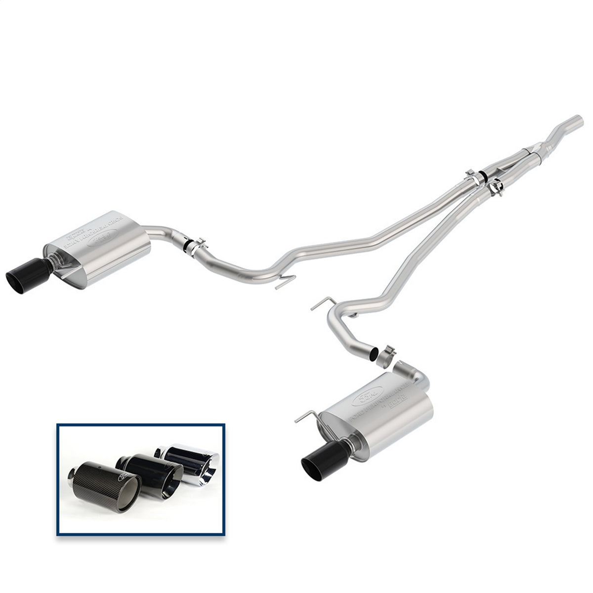 Ford Performance Parts M-5200-M4EBA - 2015-2023 Mustang 2.3L Extreme Exhaust System With Black Chrome Tips 2