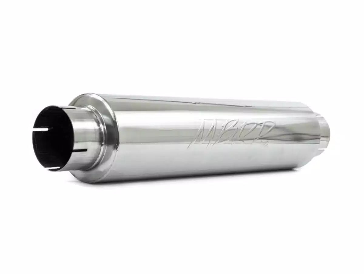MBRP M1004 - 4 Inch Inlet/Outlet Quiet Tone Exhaust Muffler 24 Inch Body 6 Inch Diameter 30 Inch Overall T304 Stainless Steel MBRP